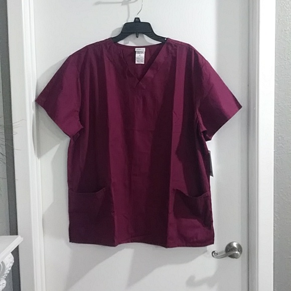 Vital Threads Scrubs Set Unisex Solid  Wine V Neck Top & Pants Size XL *NWT* - Picture 3 of 11